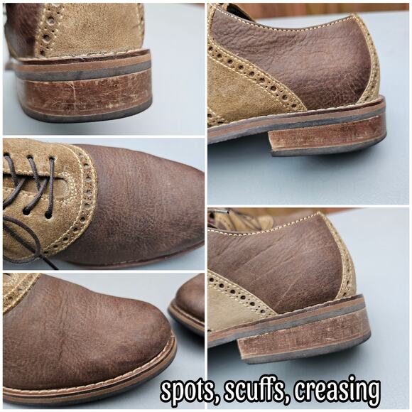 Two Tone Oxford Cole Haan Williams Size 9 Brown Leather Tan Suede Men's Dress - Picture 11 of 14